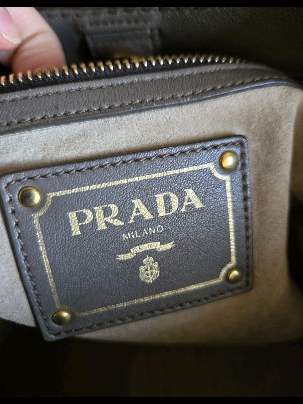 Prada Dark Brown Leather Shoulder Bag with Gold Hardware - Picture 9 of 9